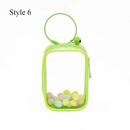Transparent Jewelry Organizer Box – Plastic Storage Pouch with Keychain, Dustproof Case, Cute Doll Bag for Accessories