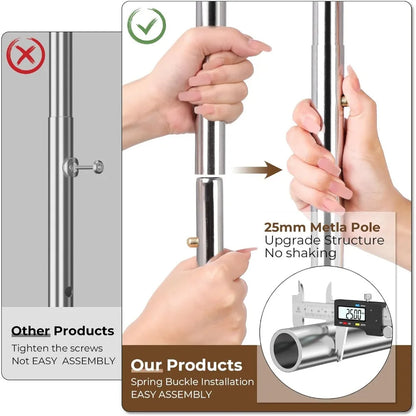 Rolling Double Rod Clothing Rack with Shelves – Heavy Duty Coat Rack for Hanging Clothes, 620LBS Load Capacity