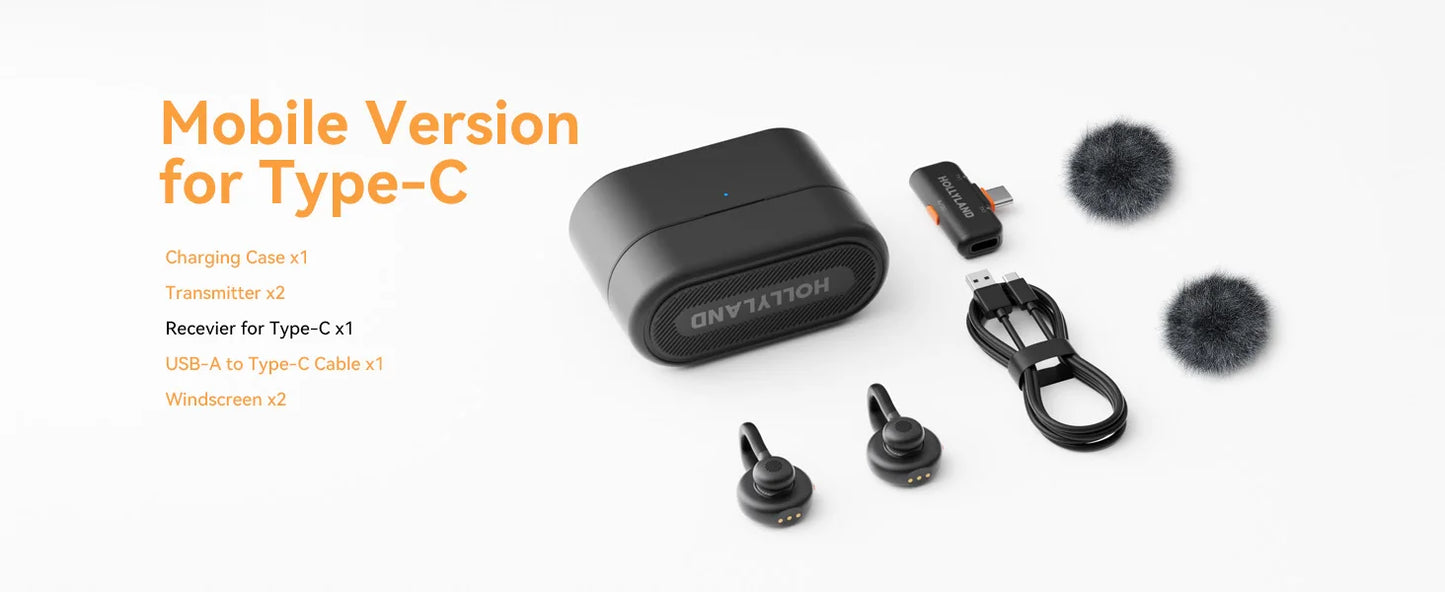 Hollyland Lark M2S Wireless Microphone, Noise Cancellation, for iPhone, Android, PC, Photography, Vlog, Interview