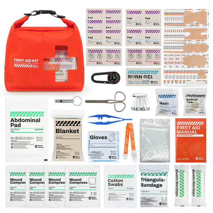 RHINO RESCUE Waterproof First Aid Kit — Lightweight Dry Bag with Emergency Survival Supplies for Outdoor Kayaking, Swimming & Boating