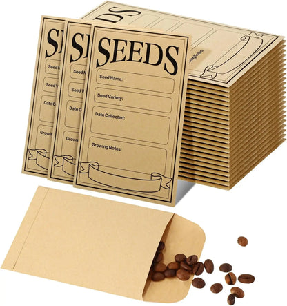 50/100/150 Pcs Brown Resealable Seed Envelopes – 3.15x4.72 Inch Small Storage Packets for Seeds
