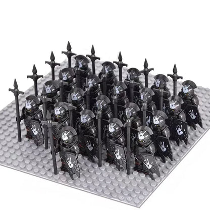 21PCS Medieval Fantasy Warrior Figures – Dwarf, Elf, Knight & Orc Building Brick Toys