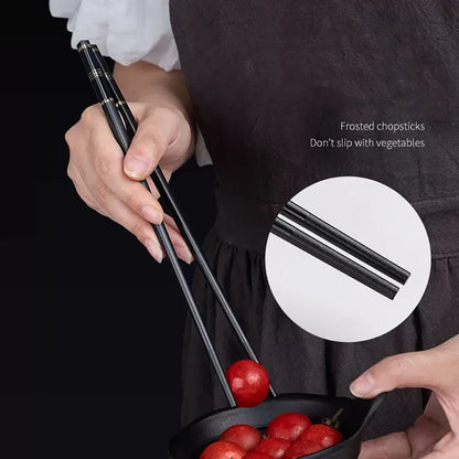 5 Pairs Reusable Alloy Chopsticks - Chinese Japanese Korean Sushi Sticks - Durable Kitchen Tableware Accessories