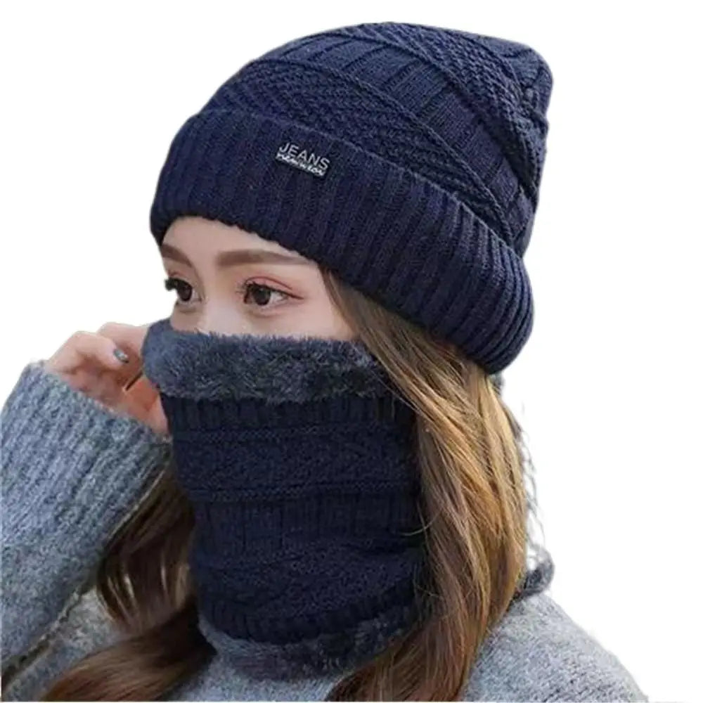 Men's and Women's Winter Beanie Hat and Scarf Set - Soft Thermal Fleece Knitted Balaclava and Wool Neck Warmer