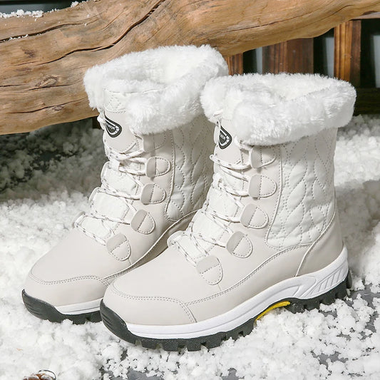 Moipheng Women’s Classic Snow Boots – Winter Warm Handmade Platform Ankle Boots, Size 42
