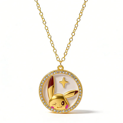 Pikachu Anime Metal Pendant Necklace - Cute Kawaii Y2K Cartoon Jewelry Gift for Boys & Girls
