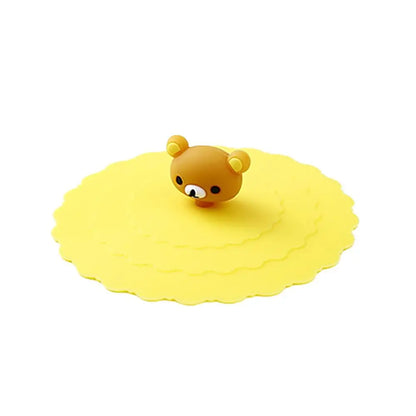Cartoon 10cm Cute Silicone Cup Cover - Heat-Resistant, Leak-Proof, Dustproof Sealed Lid for Tea Cups