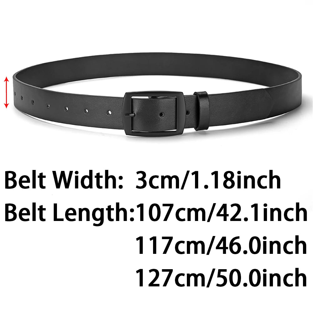 New Luxury Men’s PU Leather Belt – High-Quality Metal Pin Buckle Designer Waist Strap for Jeans, Plus Size