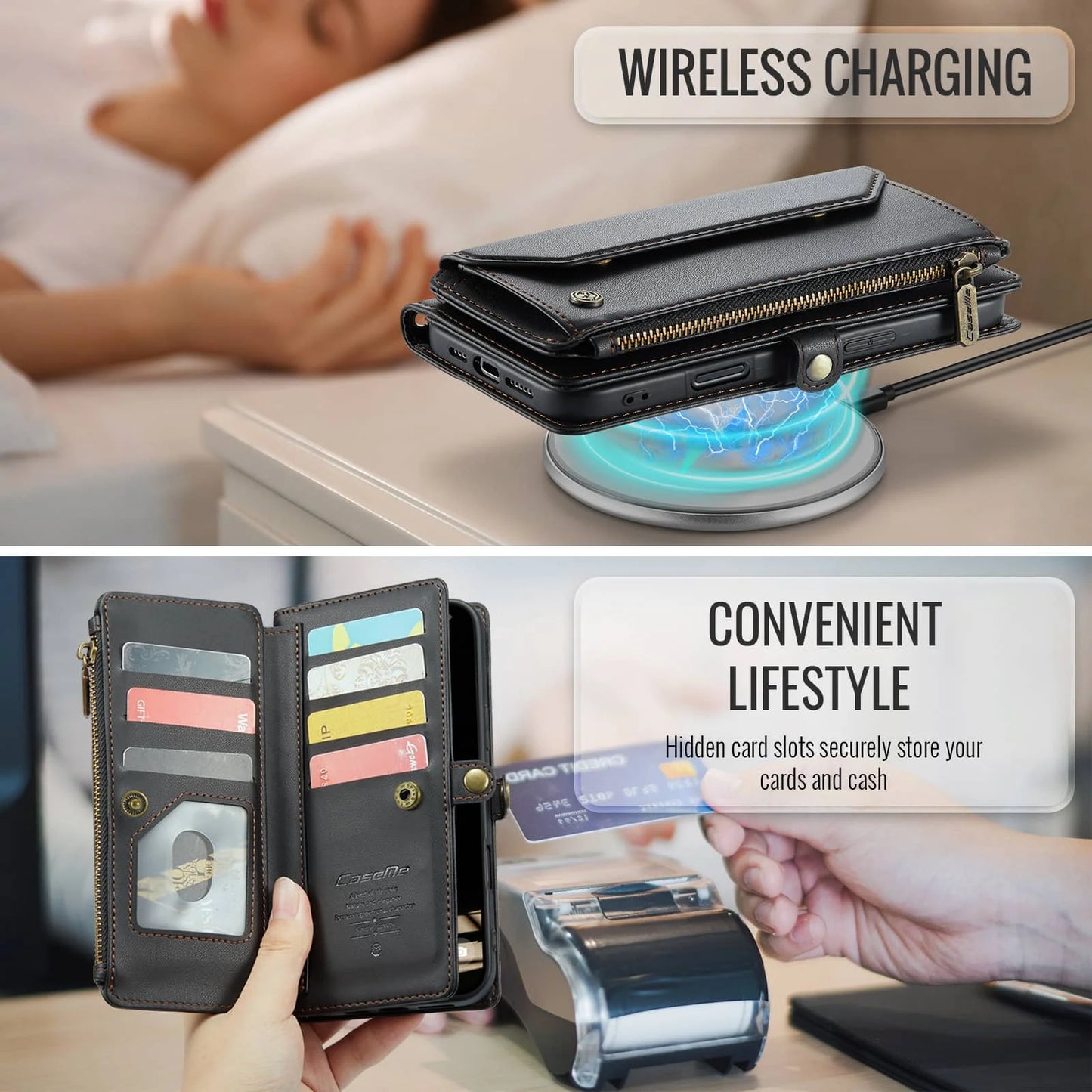 RFID Blocking Crossbody Wallet Case for iPhone 17 Pro Max & Air, PU Leather Card Holder with Strap