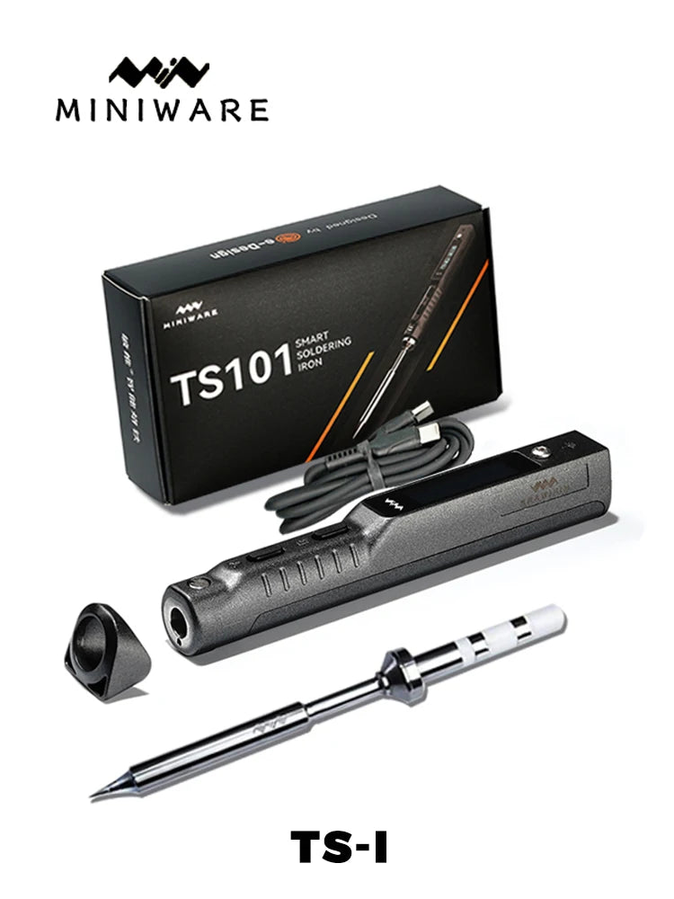 TS101 65W Mini Soldering Iron - Portable Adjustable Temperature LCD with Tip Set Upgrade