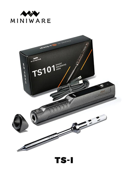 TS101 65W Mini Soldering Iron - Portable Adjustable Temperature LCD with Tip Set Upgrade