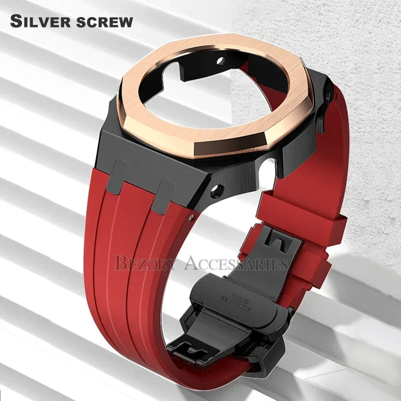 GEN4 Casioak GA2100 Mod Kit – Stainless Steel Case, Bezel, and Rubber Strap Replacement for G-SHOCK GA2100/GA2110