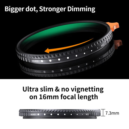 K&F Concept Variable ND Filter ND2–ND400 | HD Adjustable Neutral Density Lens Filter, 49mm–82mm