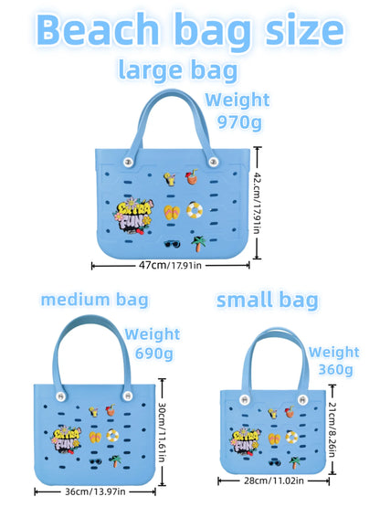 EVA Waterproof Beach Bag – M/L/XL Fashion Rubber Tote for Women, Solid Color Shoulder Bag for Travel, Picnic & Shopping Storage