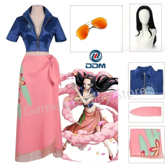 Nico Robin Cosplay Costume — Anime Dress Outfit with Glasses & Wig for Girls, Halloween & Carnival Party Suit