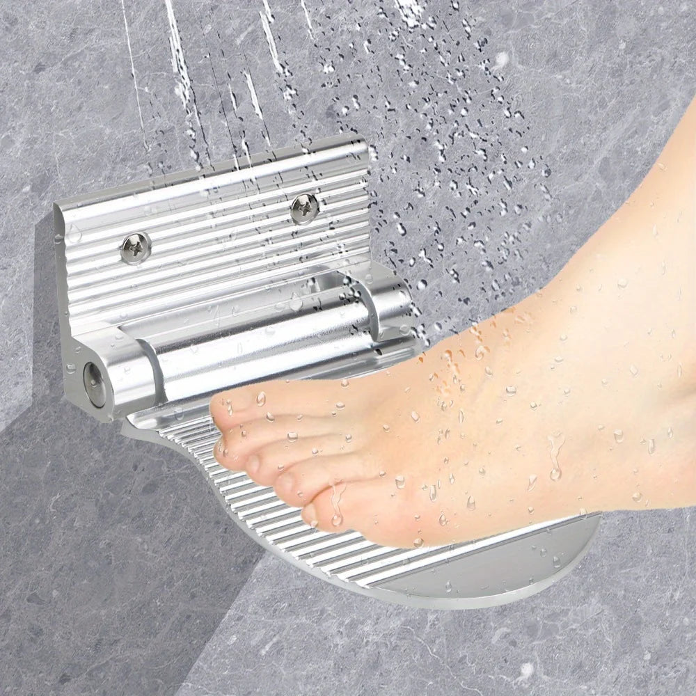 Bathroom Shower Footrest – Wall-Mounted Aluminium Alloy Pedestal Footstool, Anti-Slip Foot Pedal in Black or Silver