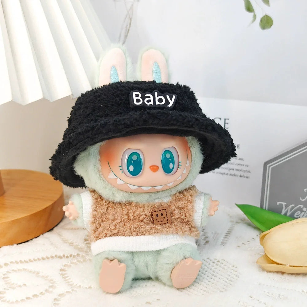 Cute 17cm Labubu Doll Clothes Set - Classic Dress Outfit & Accessories for V2 Mini Dolls, Girl Kid Gift