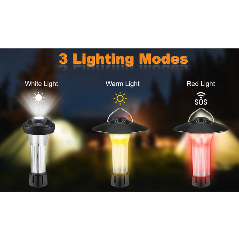 2200mAh Camping Lantern with Magnetic Base – LED Emergency Flashlight with 5 Lighting Modes, Blackdog Goal Zero Style