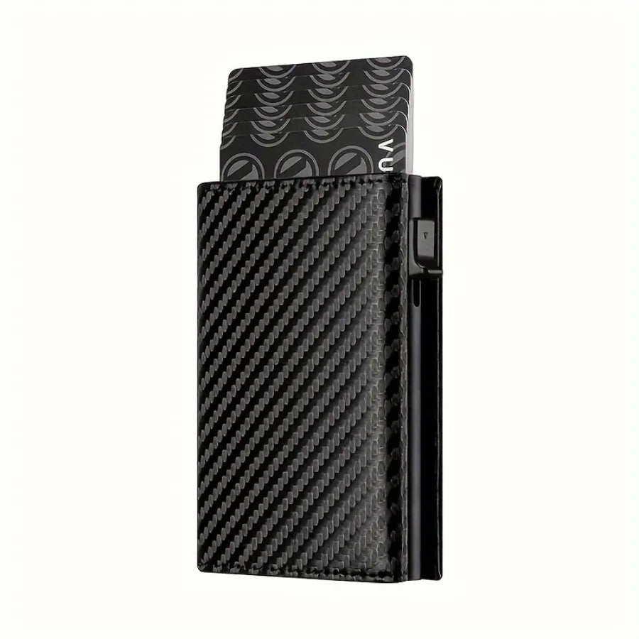 Men’s Minimalist RFID Wallet — Zipper Coin Purse & Pop-Up Metal Card Holder
