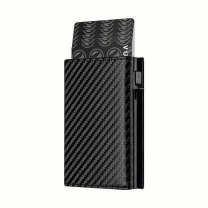 Men’s Minimalist RFID Wallet — Zipper Coin Purse & Pop-Up Metal Card Holder