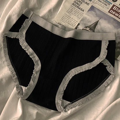 3-Piece Women’s Cotton Panties Set – Mid-Waist, Breathable Underwear, Solid Color Briefs, Sexy Lingerie for Girls