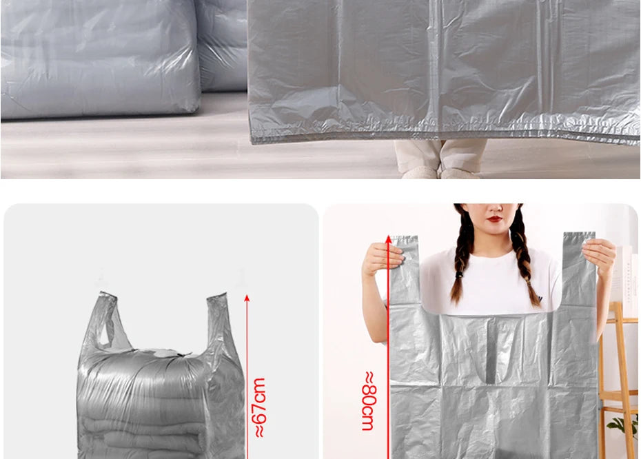 10PCS Large Plastic Storage Bags — Thick Moving & Organizer Bags for Clothes, Toys, Bedding, Duvets