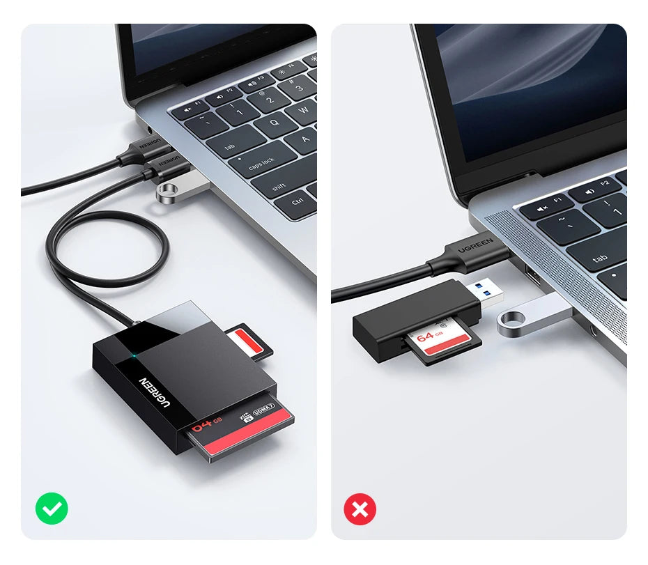 UGREEN 4-in-1 USB 3.0/USB-C Card Reader – SD, Micro SD, TF, CF, MS OTG Adapter for Laptop & PC