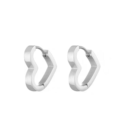 Classic Stainless Steel Hoop Earrings - Heart, Star, Oval & Geometric Punk Hip Hop Jewelry for Women & Men
