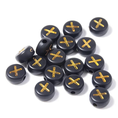 A-Z Alphabet Beads Set - 100-500pcs Black Gold Acrylic Letter Beads for DIY Jewelry Making Charm Bracelets Accessories
