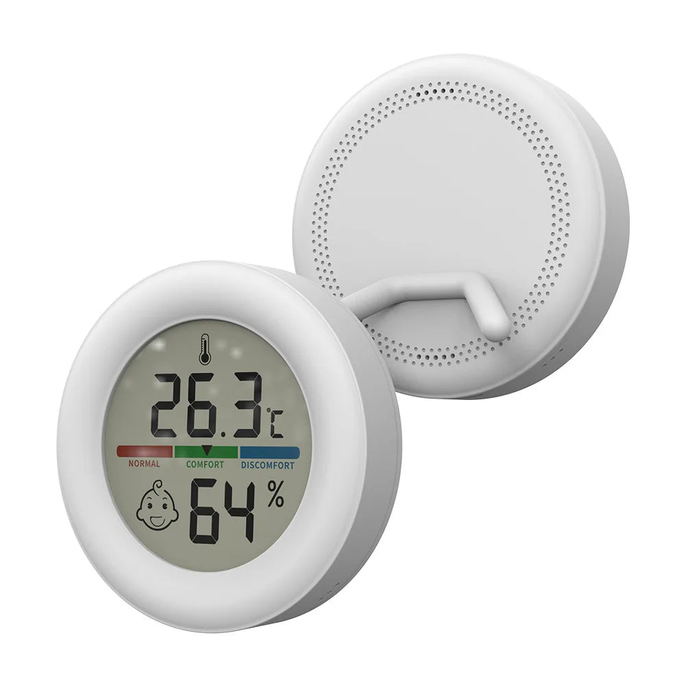 Round Digital Thermometer Hygrometer - High-Precision Indoor Temperature & Humidity Monitor with Magnetic Bracket