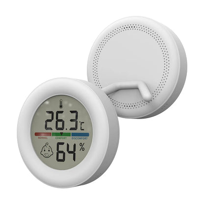 Round Digital Thermometer Hygrometer - High-Precision Indoor Temperature & Humidity Monitor with Magnetic Bracket
