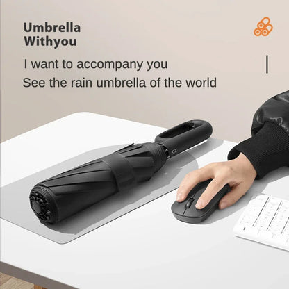 Ultimate 125CM Windproof Folding Umbrella for Men - Double Bone, Reinforced, and Water Resistant with Large Buckle Handle