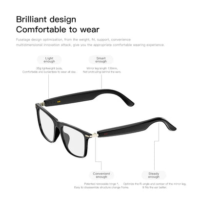 2025 Smart Glasses M01 – Bluetooth Sunglasses with Polarized, Blue Light Filtering Lenses, Waterproof for Men