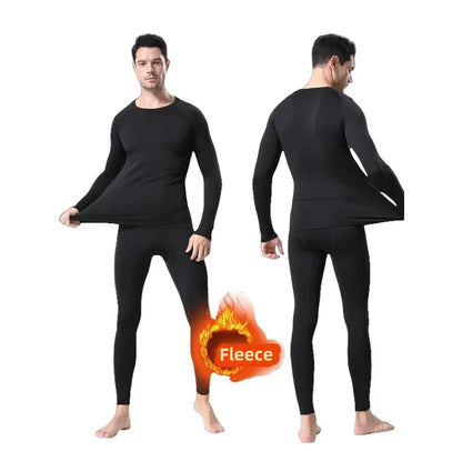 Winter Men's Thermal Underwear – Fleece Compression Tights & Warm Long Pants (3XL)