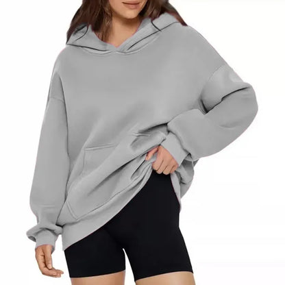 Oversized Hoodie Sweatshirt — Unisex Loose Fit, Drop Shoulder, Cuffed Sleeve Winter Casual Sportswear