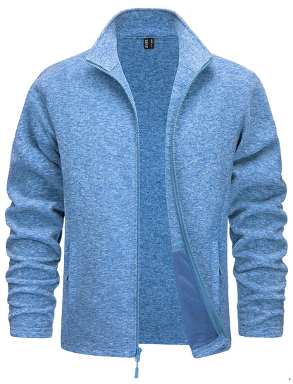 TACVASEN Men’s Lightweight Fleece Jacket - Full Zip Spring Casual Outdoor Sportswear with Pockets & Stand Collar