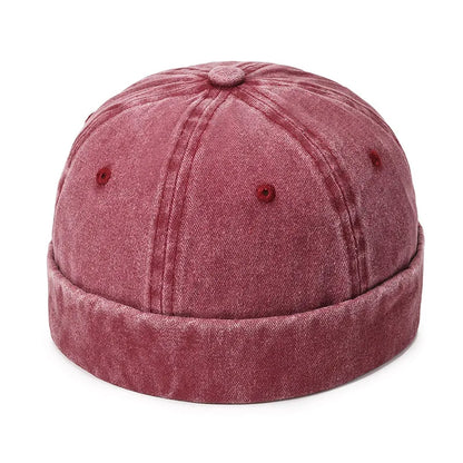Fashion Denim Docker Cap – Brimless Skullcap Sailor Beanie Hat for Men & Women, Solid Color Adjustable Bucket Dad Cap Streetwear Style