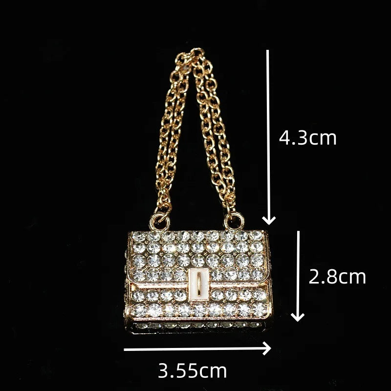 2Pcs Metal Full Diamond Bow Heart Mirror Handbag & Parfum Bottle Phone Case Decoration – Flat Back DIY Craft Accessories