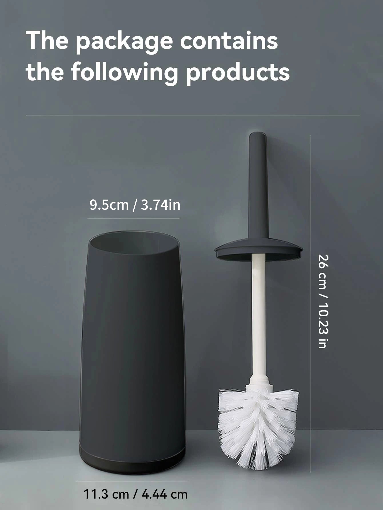WORTHBUY Toilet Brush Set - Long Handle Bathroom Cleaning Brush with Standing Holder Base for WC Care