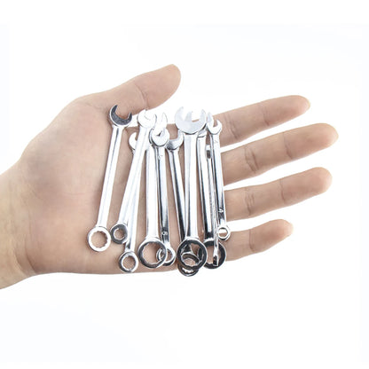 10-Piece Mini Spanner Wrench Set - 4–11mm Metric and British Pocket Hand Tools with Key Ring