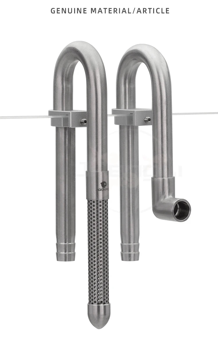 AQUAPRO Mini Stainless Steel Skimmer – Inlet & Outlet Pipes for Aquarium Fish Tanks, Filtro Accessories
