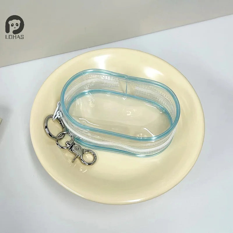 Transparent Plastic Jewelry Organizer - Storage Box and Pouch with Keychain | Dustproof Mystery Box with Cute Doll Design