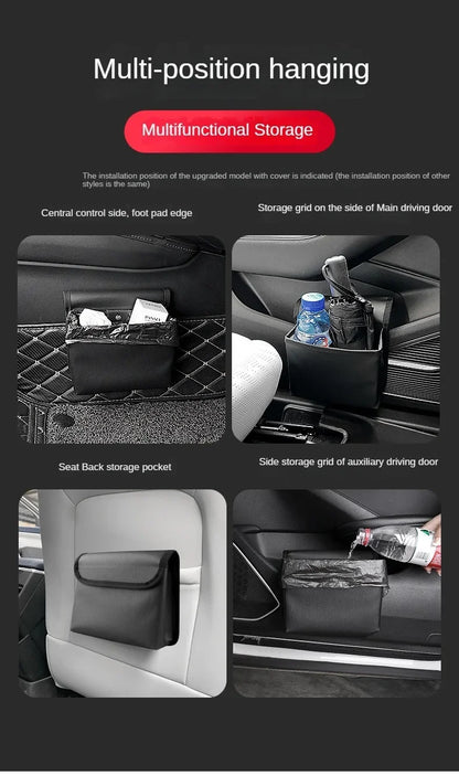 Car Trash Can & Storage Bag — Foldable Hanging Seat Back Organizer for Car Door & Interior Storage