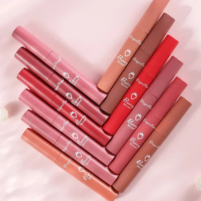 Nude Matte Lip Gloss - 12 Colors Long-Lasting Velvet Waterproof Non-Fade Non-Stick Lipstick for Women’s Makeup