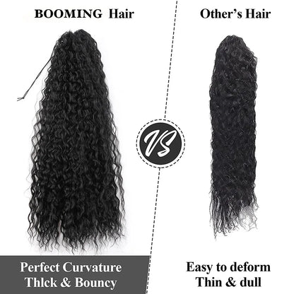 Long 32-Inch Curly Ponytail Extensions - Synthetic Drawstring Afro Water Wave Ponytail Wig for Women, Hairpiece Clip-in False Pony Tail