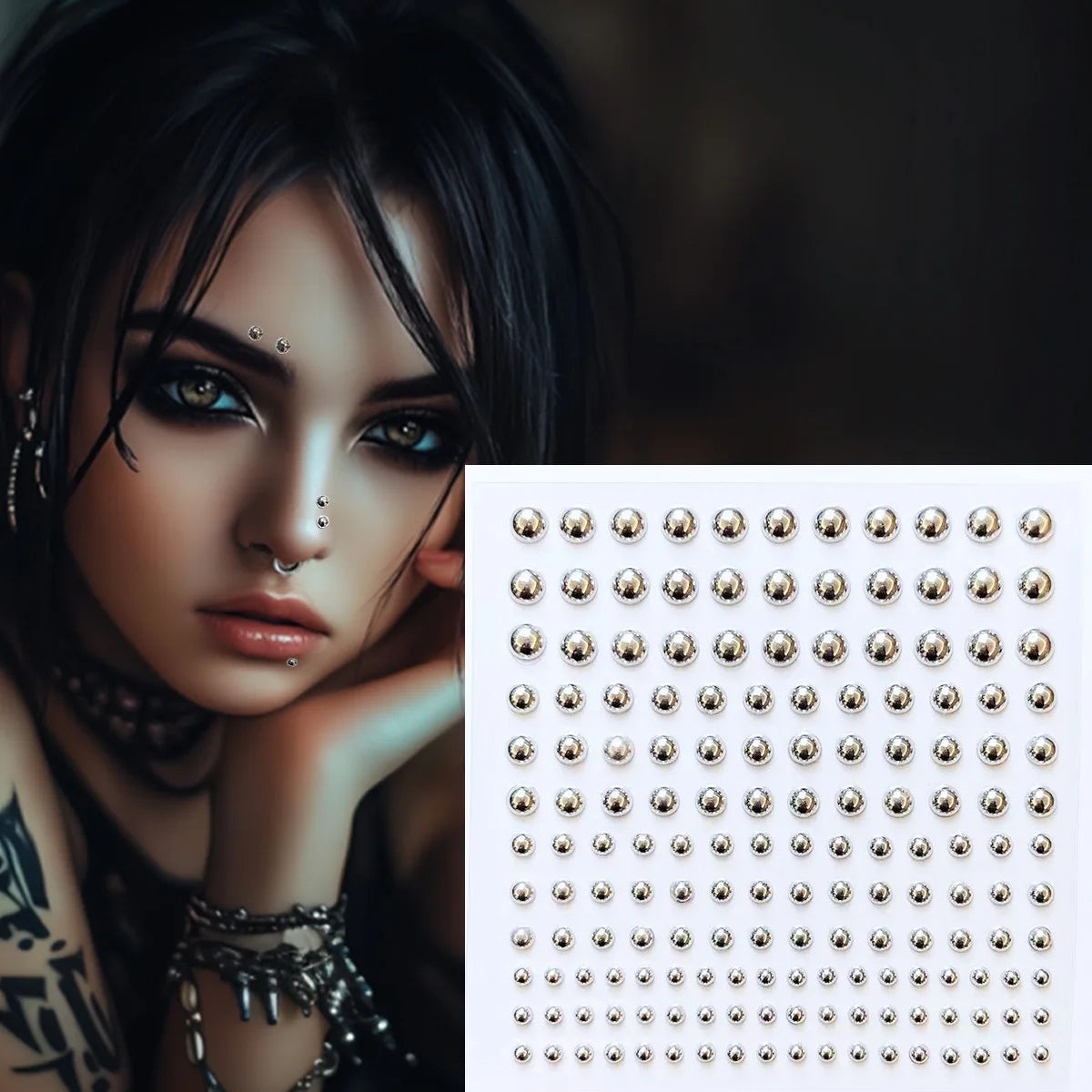 180-Piece Fake Piercing Stickers - Non-Piercing Nose, Lip, Eyebrow & Belly Jewelry Stickers