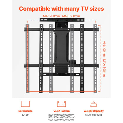 SucceBuy Motorized TV Wall Mount Bracket for 32–70 Inch TVs – Adjustable Electric Lift, Heavy Duty, Max VESA 24x16/24, 88–132 lbs Capacity