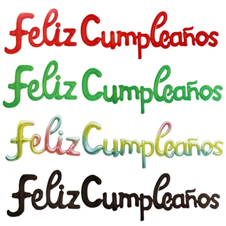 Spanish Happy Birthday Letter Balloons - Lowercase Conjoined Alphabet Foil Globos, Ideal for Birthday Party Decorations and Baby Showers