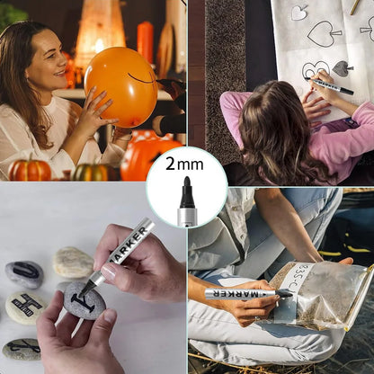 Permanent Waterproof Paint Marker Pen – Quick-Dry Black Ink for Tires, Oily Surfaces & Signature Writing Stationery Tool