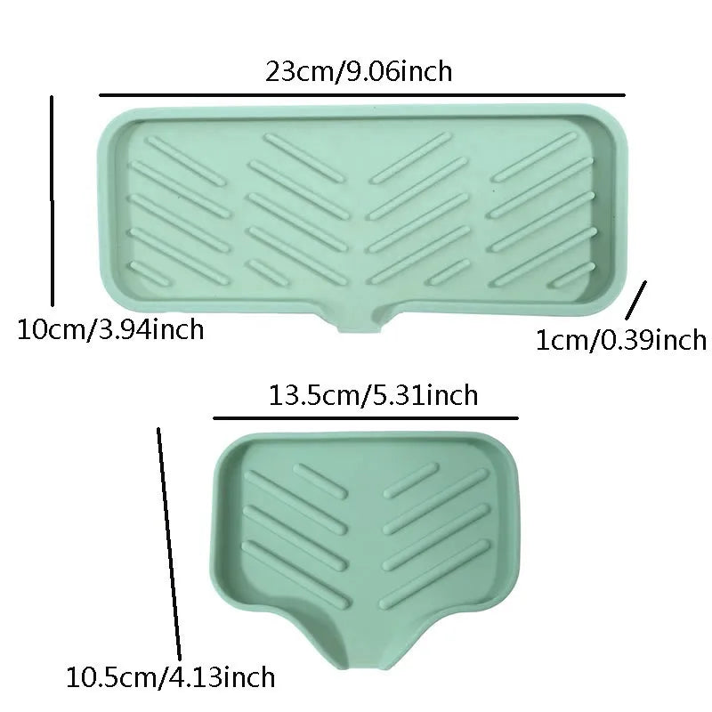Silicone Kitchen Sink Mat & Tray – Soap Dispenser, Sponge Holder, Splash-Proof Drying & Counter Storage